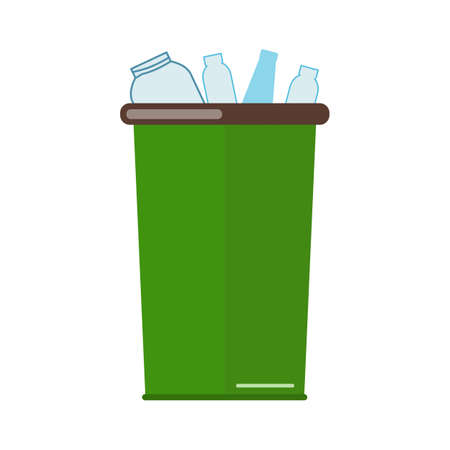 Trash container for glass waste. Sorting of garbage. Zero waste. vector illustration.のイラスト素材