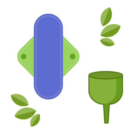 Reusable feminine hygiene items. Replacement of plastic. vector illustrationのイラスト素材