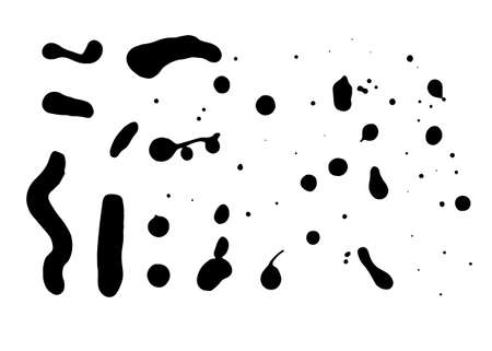 Drops, streaks, splashes of varnish, natural painted texture. Vector illustration isolated on a white background for design or decor.のイラスト素材