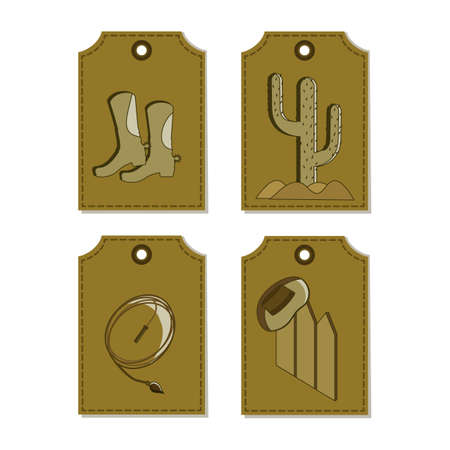 cowboy style tags. brown. vector illustrationのイラスト素材