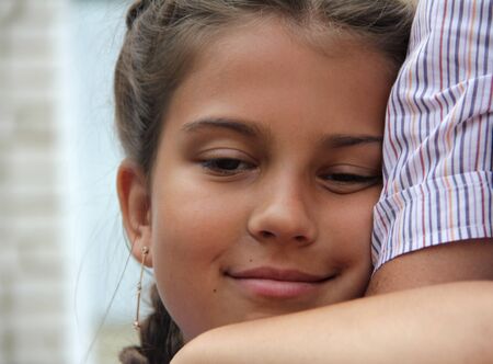 The girl holds by the hand the fatherの写真素材