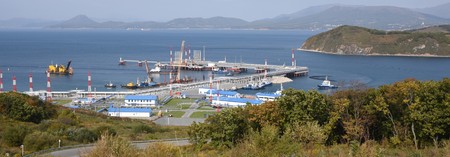Bulk-oil port in the autumnのeditorial素材