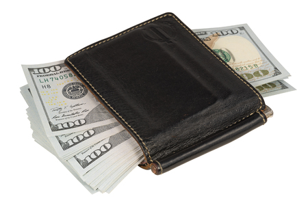 Pack of dollars on a white backgroundの写真素材