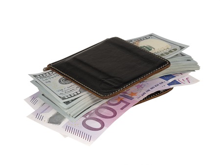 Pack of dollars on a white backgroundの写真素材
