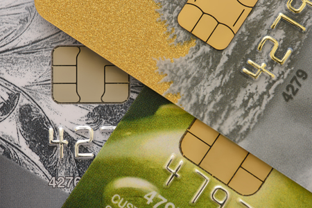 part of the credit card on the table closeupの写真素材