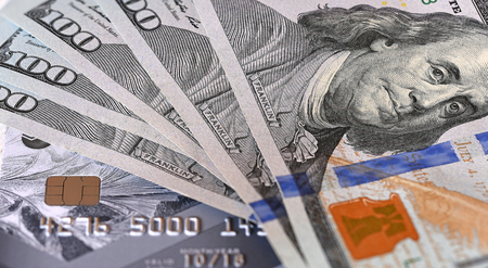 part of the credit card on the table closeupの写真素材