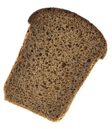 isolated slice of bread on a white backgroundの写真素材