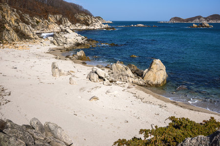 Waves of the Pacific Ocean on the rocksの写真素材