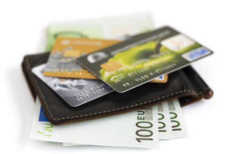 part of the credit card on the table closeupの写真素材