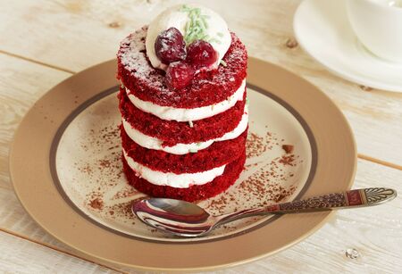 cake sweet dessert for the holiday home. red cakeの写真素材