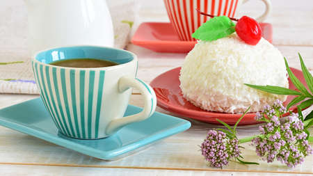 cake with coconut. cake sweet dessert for the holiday homeの写真素材