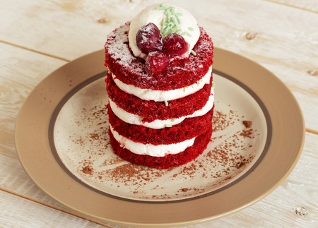cake sweet dessert for the holiday home. red cakeの写真素材