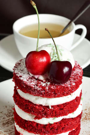 dessert. red cakeの写真素材