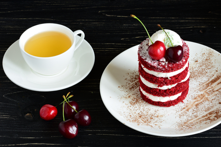 cake sweet dessert for the holiday home. red cakeの写真素材