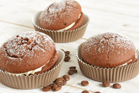 Cupcake home. Tasty cupcake close-up.の写真素材
