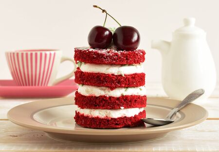 dessert. red cakeの写真素材