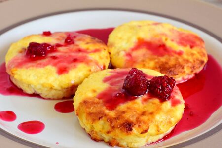 Homemade traditional dessert. Cottage cheese pancakes.の写真素材