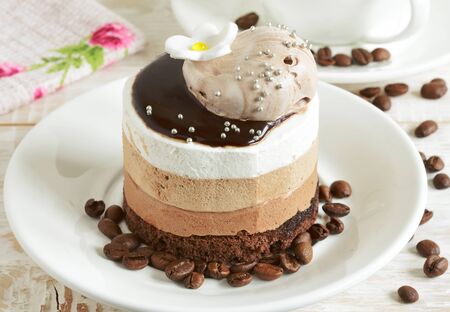 Cake close-up. Homemade Cake on the tableの写真素材