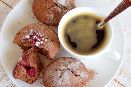 Coffee Cup and cake. Coffee Cup close-upの写真素材