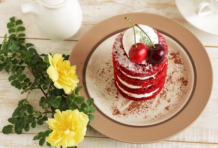 Cake sweet dessert for the holiday. Homemade Cake.の写真素材