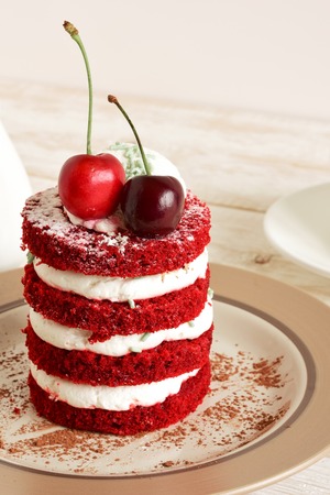 cake sweet dessert for the holiday home. red cakeの写真素材