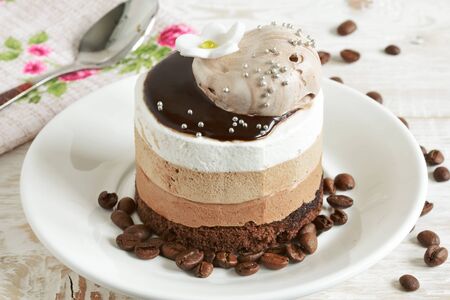 Cake close-up. Homemade Cake on the tableの写真素材