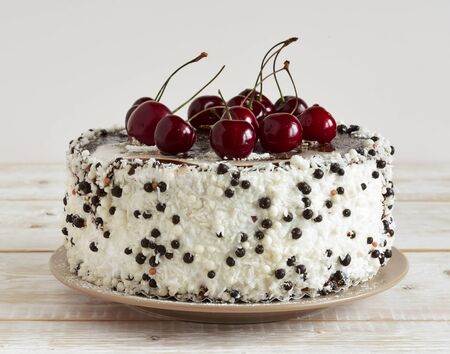 Cake close up. Cake birthday on the tableの写真素材