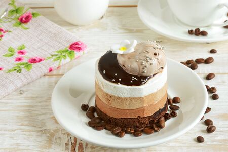 Cake close-up. Homemade Cake on the tableの写真素材