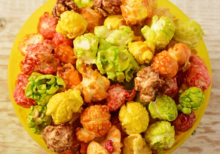Popcorn multicolored. Air salty popcornの写真素材