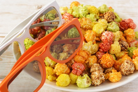 Popcorn multicolored. Cinema popcornの写真素材