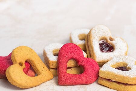 Valentines day background with heart. Valentines day cookiesの写真素材