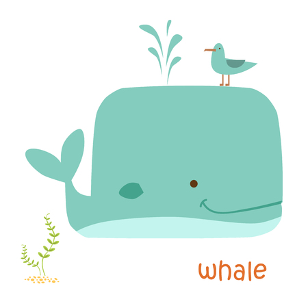 Whale isolated. Drawing whale for a childのイラスト素材