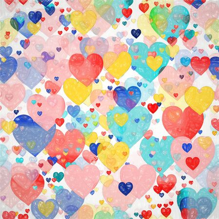 Valentines day hearts illustration. Pattern of hearts.