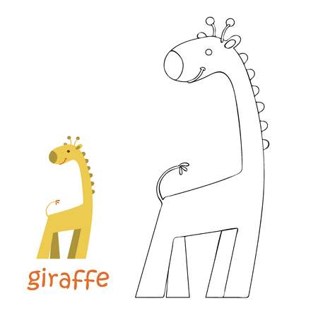 Coloring book for kids. Coloring page giraffeのイラスト素材