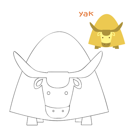 Coloring book for children. Coloring page with yakのイラスト素材
