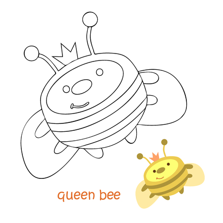 Illustration of bee for children's coloring bookのイラスト素材