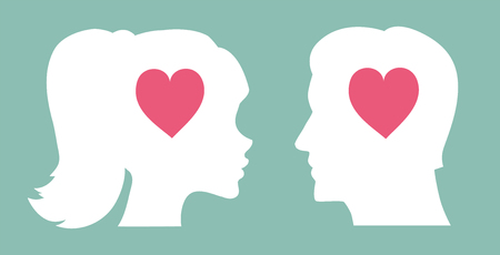 Man and woman in love. Silhouette of man and woman.のイラスト素材