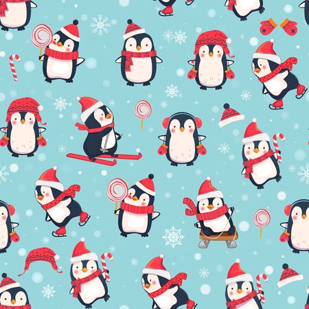 seamless pattern with penguinsの写真素材