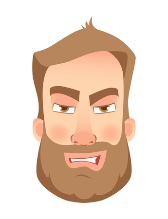 An angry man with beard icon.のイラスト素材