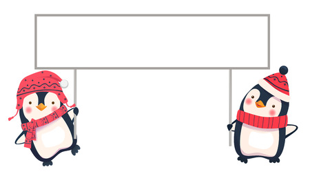 Two Cute Birds Holding A Red Love Banner With Hearts Royalty Free