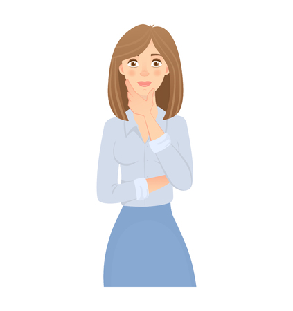 Business pose and gesture. Young business woman vector illustrationのイラスト素材
