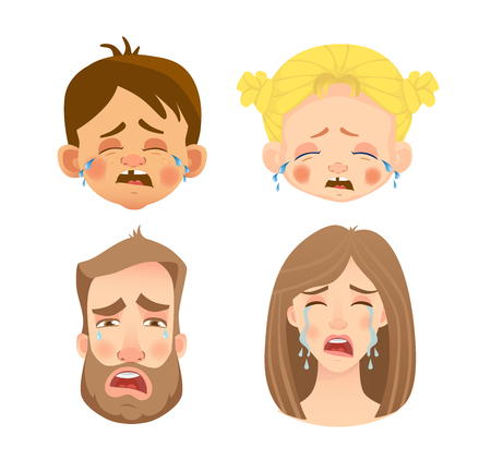 Emotions of human face. Set of human faces expressing emotions.のイラスト素材