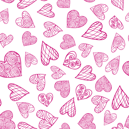 Heart pattern. Valentines day hearts vector illustration. Pink seamless backgroundのイラスト素材