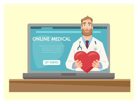 Online medical consultation. Medicine concept. Online doctor vector illustrationのイラスト素材