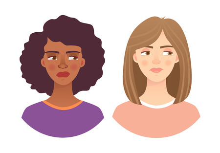 Portrait woman. Emotions of woman face.  illustration setの写真素材