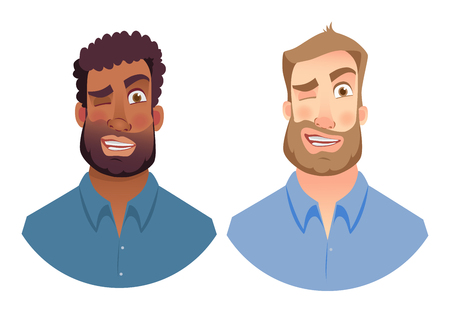 Portrait man. Emotions of man face. Vector illustration setのイラスト素材