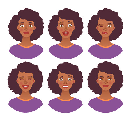 Portrait of african woman. Vector illustration setのイラスト素材