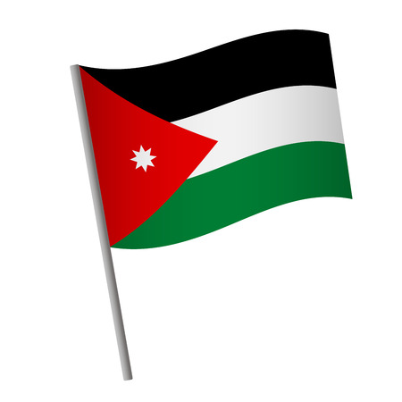 Jordan flag icon. National flag of Jordan on a pole vector illustration.のイラスト素材