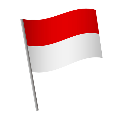 Monaco flag icon. National flag of Monaco on a pole vector illustration.のイラスト素材