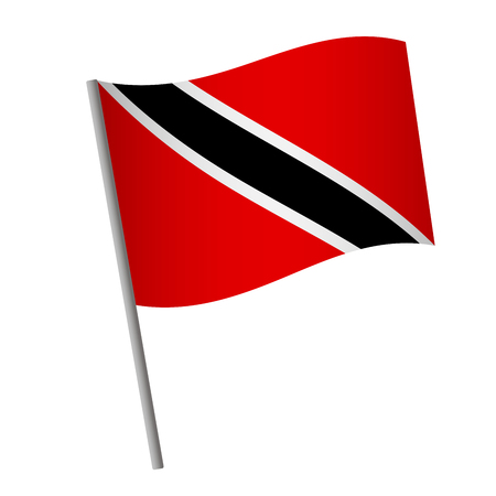 Trinidad and Tobago flag icon. National flag of Trinidad and Tobago on a pole vector illustration.のイラスト素材